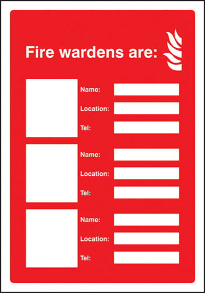 Picture of Your fire wardens are (3 names, numbers and locations) adapt-a-sign 215x310