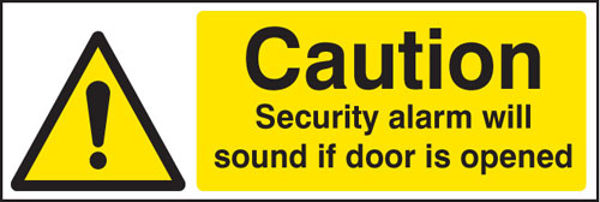 Picture of Caution security alarm will sound if door is opened