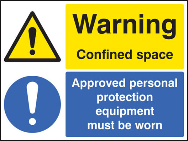 Picture of Warning confined space approved PPE must be worn