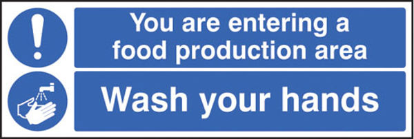 Picture of You are entering food production area wash your hands