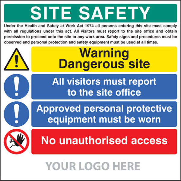 Picture of Site safety board, dangerous site, visitors, PPE, access, site saver sign 1