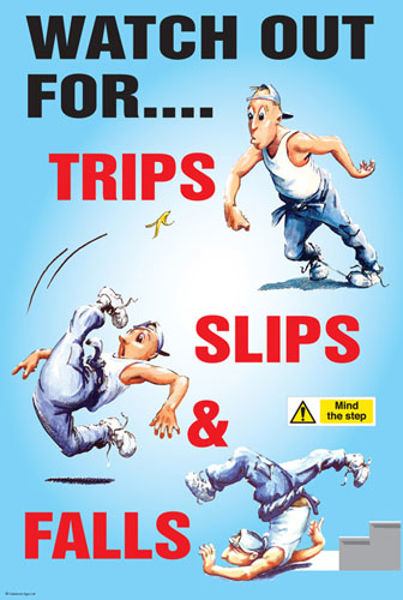 Picture of Trips slips and falls poster 510x760mm synthetic paper