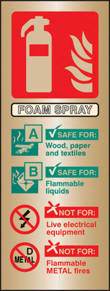 Picture of Foam spray extinguisher identification brass 75x200mm