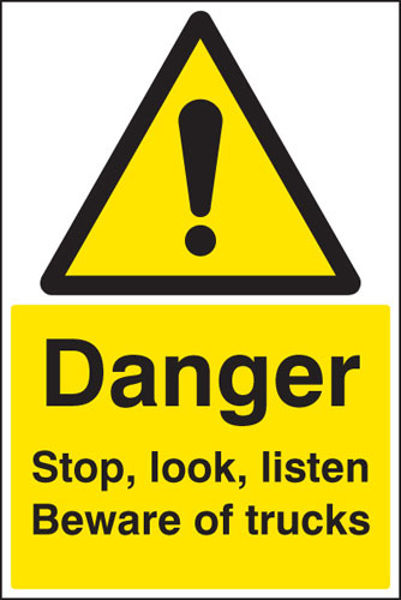 Picture of Danger stop, look, listen beware of trucks floor graphic 400x600mm