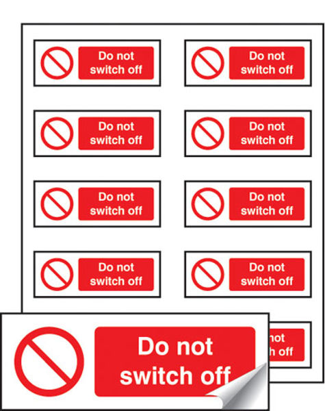 Picture of Do not switch off sheet of 10 labels 40x18mm