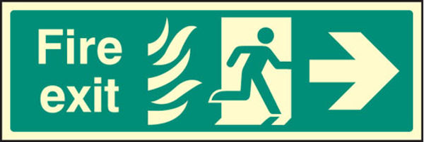 Picture of Fire exit - arrow right (photolum) HTM