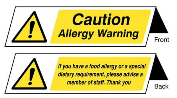 Picture of Food allergy notice double sided plastic table cards (pack of 5)