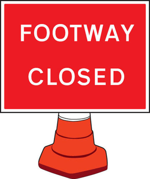Picture of Footway closed cone sign 600x450mm