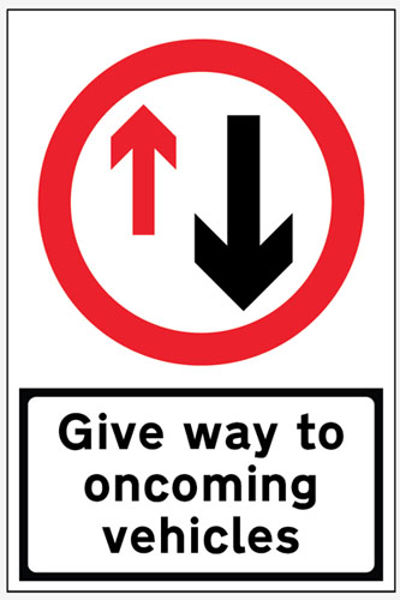 Picture of Give Way to Oncoming Traffic reflective fold up sign 900x600mm