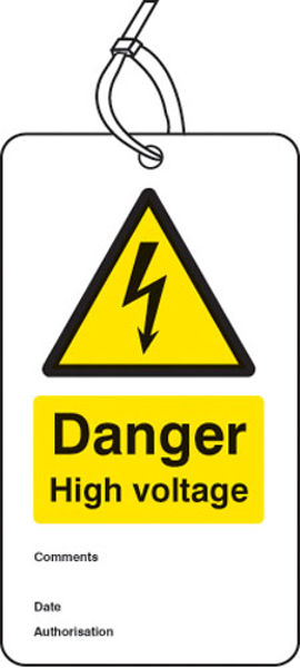 Picture of Danger high voltage double sided safety tags (pack of 10)