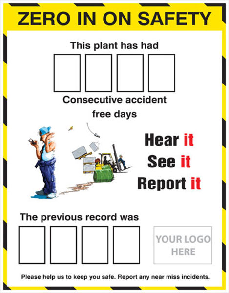 Picture of Zero in on safety accident board with 2 sets of numbers c-w logo 700x900