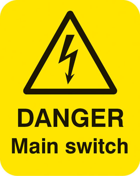 Picture of Danger main switch Sheet of 25 labels 40x50mm