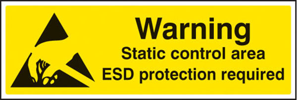 Picture of Warning static control area ESD protection required
