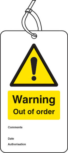 Picture of Warning out of order double sided safety tags (pack of 10)