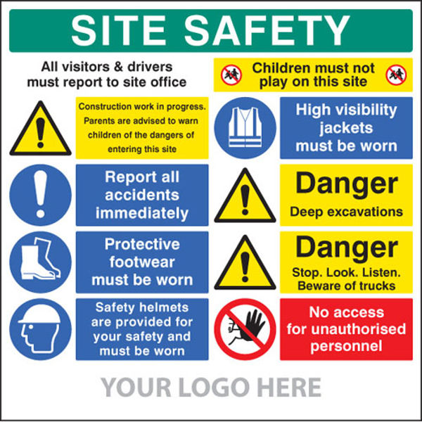 Picture of Site safety board, multi-message, deep excavations, site saver sign 1220x12