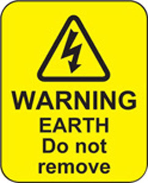 Picture of Warning earth do not remove roll of 100 labels 40x50mm