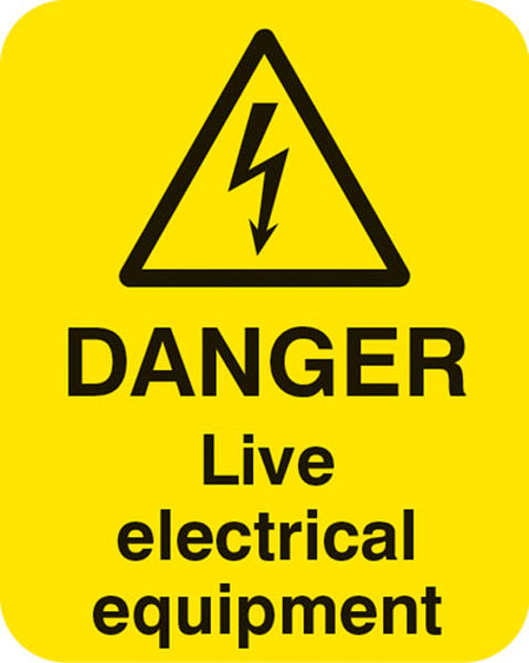 Picture of Danger live electrical equipment Sheet of 25 labels 40x50mm