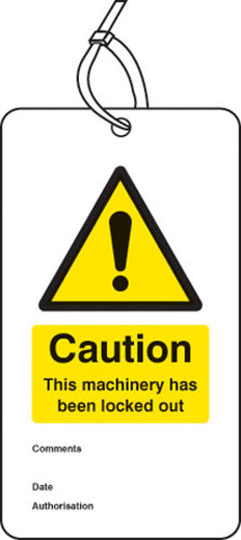 Picture of Lockout Tag - Caution this machinery has been locked out (80x150mm) Pk of 1