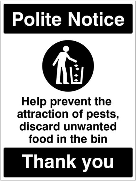 Picture of Help prevent the attraction of pests, discard unwanted food in the bins pro