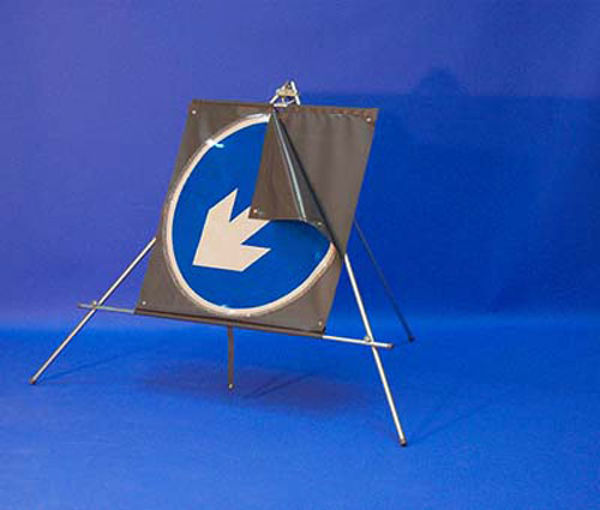 Picture of Keep left-right reversible arrow reflective fold up sign 750mm dia circle