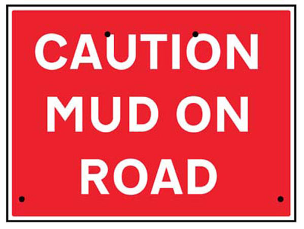 Picture of Caution mud on road, 600x450mm Re-Flex Sign (3mm reflective polypropylene)