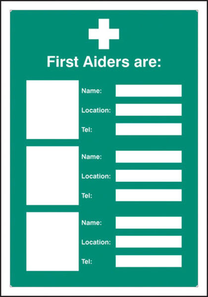 Picture of First aiders are (space for 3) adapt-a-sign 215x310mm