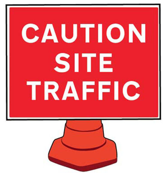 Picture of Caution site traffic reflective cone sign 600x450mm (cone not included)