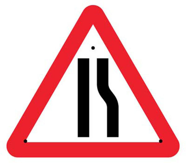 Picture of Road narrowing right, 750mm triangle Re-Flex Sign (3mm reflective polypropy
