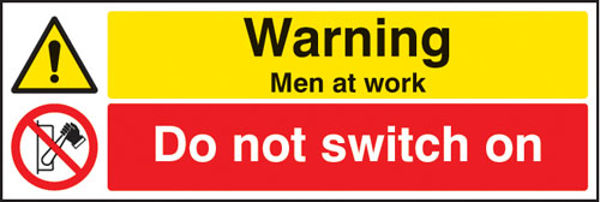 Picture of Warning men at work do not switch on