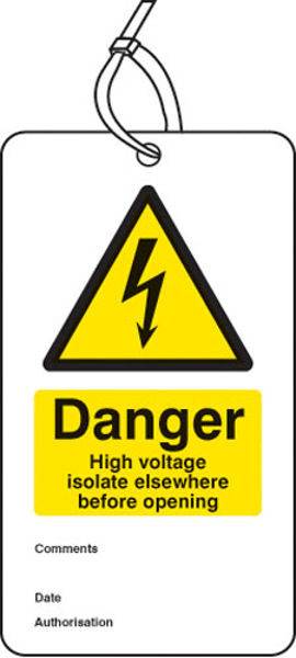Picture of Danger high voltage isolate elsewhere D-S tag pk of 10