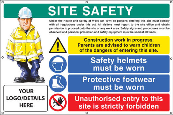 Picture of Site safety, helmets, footwear, unauthorised entry custom banner c-w eyelet