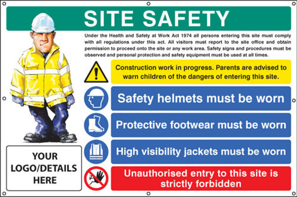 Picture of Site safety, helmets, footwear, hi vis, unauthorised entry, custom banner c