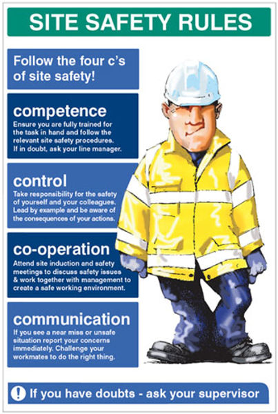 Picture of Site Safety Rules The four c's of site safety 600x900 5mm pvc
