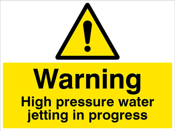 Picture of Warning High pressure water jetting in progress