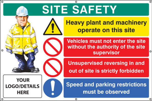 Picture of Site safety, heavy plant, vehicle access, reversing, speed, custom banner c