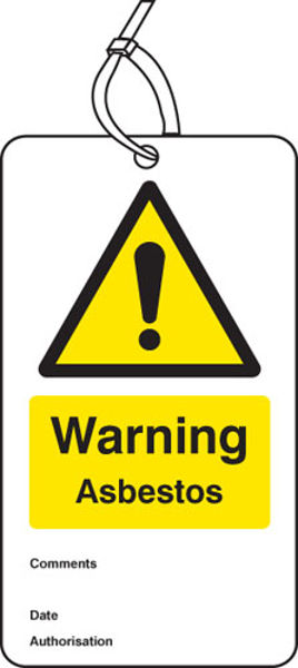 Picture of Warning asbestos double sided safety tags (pack of 10)