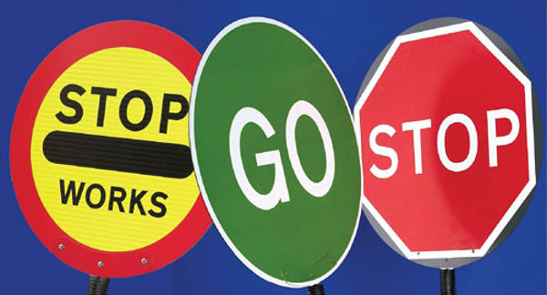 Picture of Stop Works Lollipop Sign 450mm dia, 1500mm pole