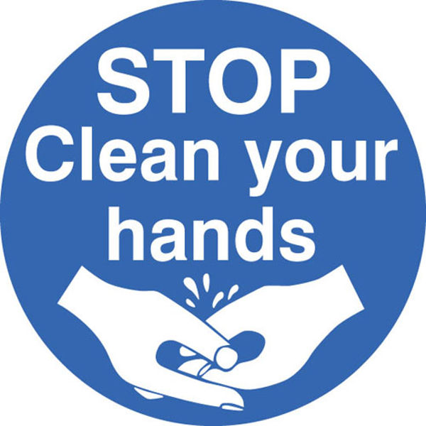 Picture of Stop clean your hands floor graphic 400mm dia