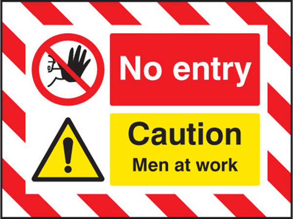 Picture of Door Screen Sign- No entry Caution men at work 600x450mm