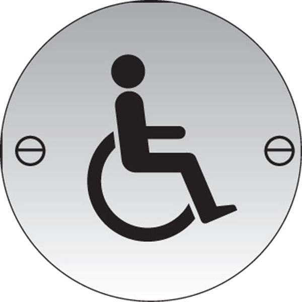 Picture of Disabled symbol 76mm dia stainless steel sign