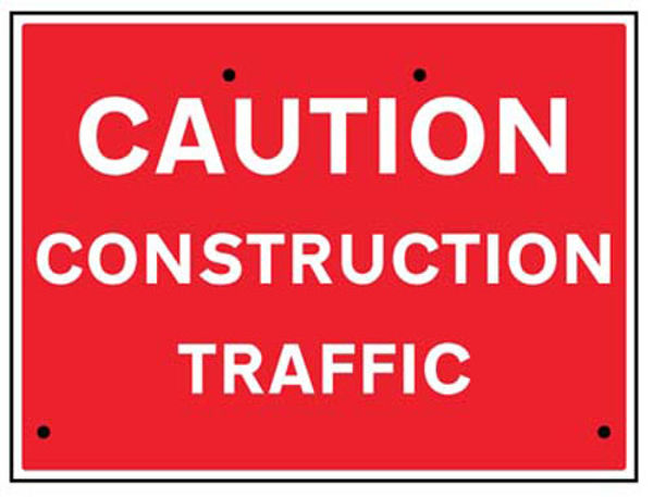 Picture of Caution construction traffic, 600x450mm Re-Flex Sign (3mm reflective polypr
