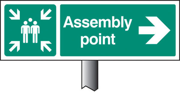 Picture of Assembly point right verge sign 450x150mm (post 800mm)
