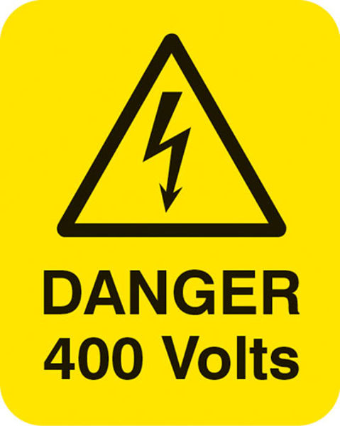 Picture of Danger 400 volts Sheet of 25 labels 40x50mm