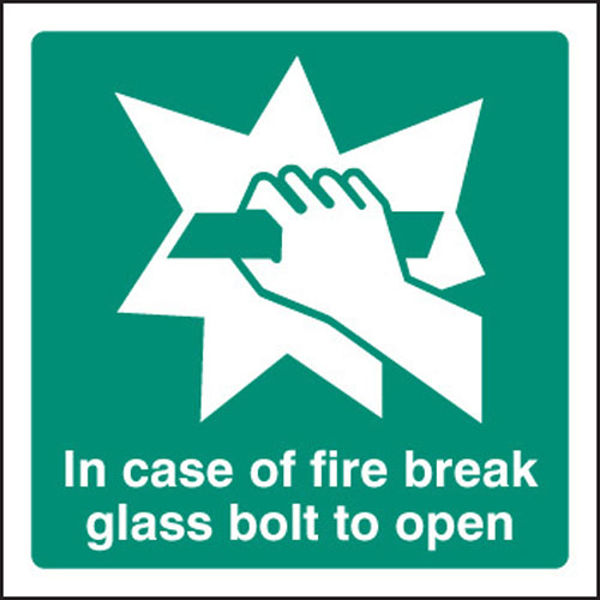 Picture of In event of fire break glass bolt for key