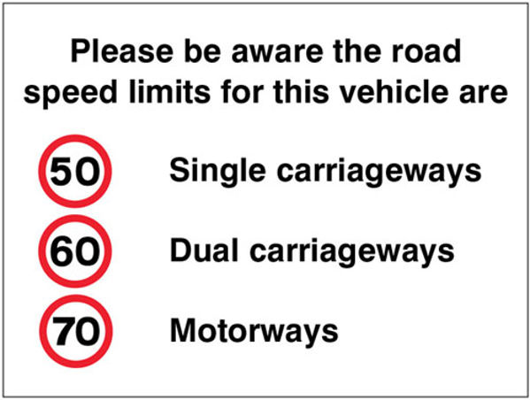 Picture of Please be aware the road speed limits for this vehicle are 50,60,70mph