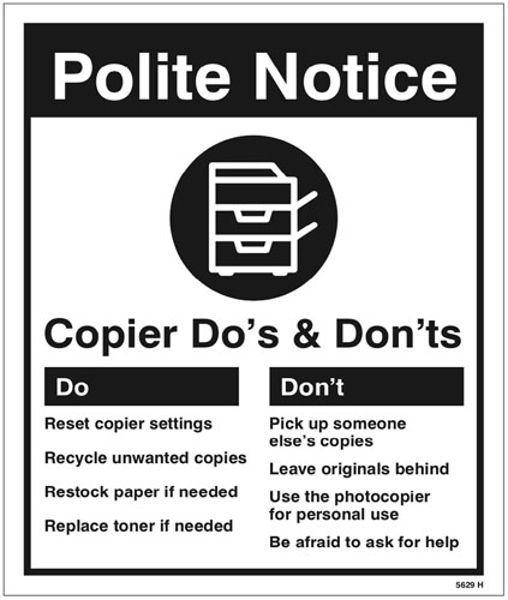 Picture of Photocopier - Do's & Dont's