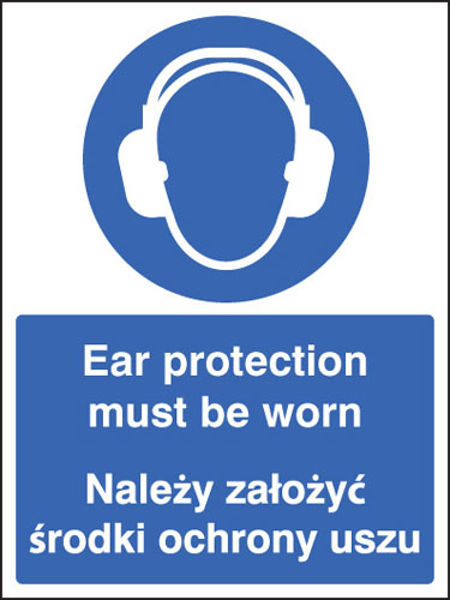 Picture of Ear protection must be worn (English-polish)