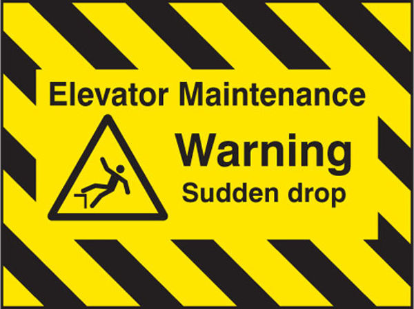 Picture of Door Screen Sign- Elevator maintenance, warning sudden drop 600x450mm
