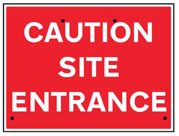 Picture of Caution site entrance, 600x450mm Re-Flex Sign (3mm reflective polypropylene