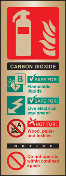 Picture of CO2 extinguisher identification brass 75x200mm